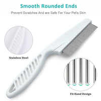 Pet Grooming Comb - 2-in-1 Multifunctional Stainless Steel Comb for Flea, Tear Stain Removal, and Dehairing Dogs and Cats' Face, Paws, and Body