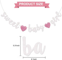 BEISHIDA Pre-Strung Glitter Champagne Girl Baby Banner Baby Shower - White Pink​ - image 3