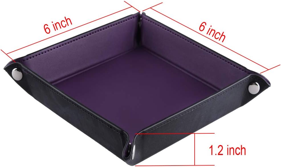 SIQUK 6 Pieces Dice Tray PU Leather Dice Rolling Tray Folding Square - Dark Red,dark Blue,violet,black,dark Green,coffee - image 3