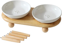 Elevated Cat Bowls, Cat Food and Water Bowl Set - White / 2 Bowls