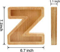 WeiDu77 wooden alphabet letter piggy bank with clear plexiglass front - view 3