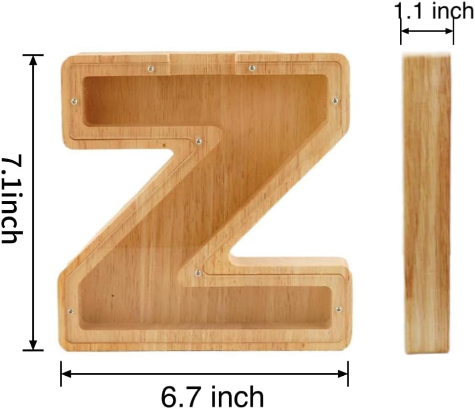 WeiDu77 wooden alphabet letter piggy bank with clear plexiglass front - view 3