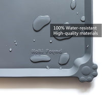 Hoki Found XX-Large Silicone Pet Feeding Mats - Non Slip Cat Dog Bowl Mats - Waterproof, Gray (28'' x 26'')