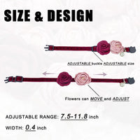 Fupo Cat Collar, Breakaway Adjustable with Bell& Flower - Red #2 - image 3