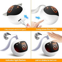 Migipaws Interactive Cat Ball Toy Set, Fun Tracker, Glowing Chase Ball with MystiChaser Pouch, Fluffy Tail, A Small Mice (White)