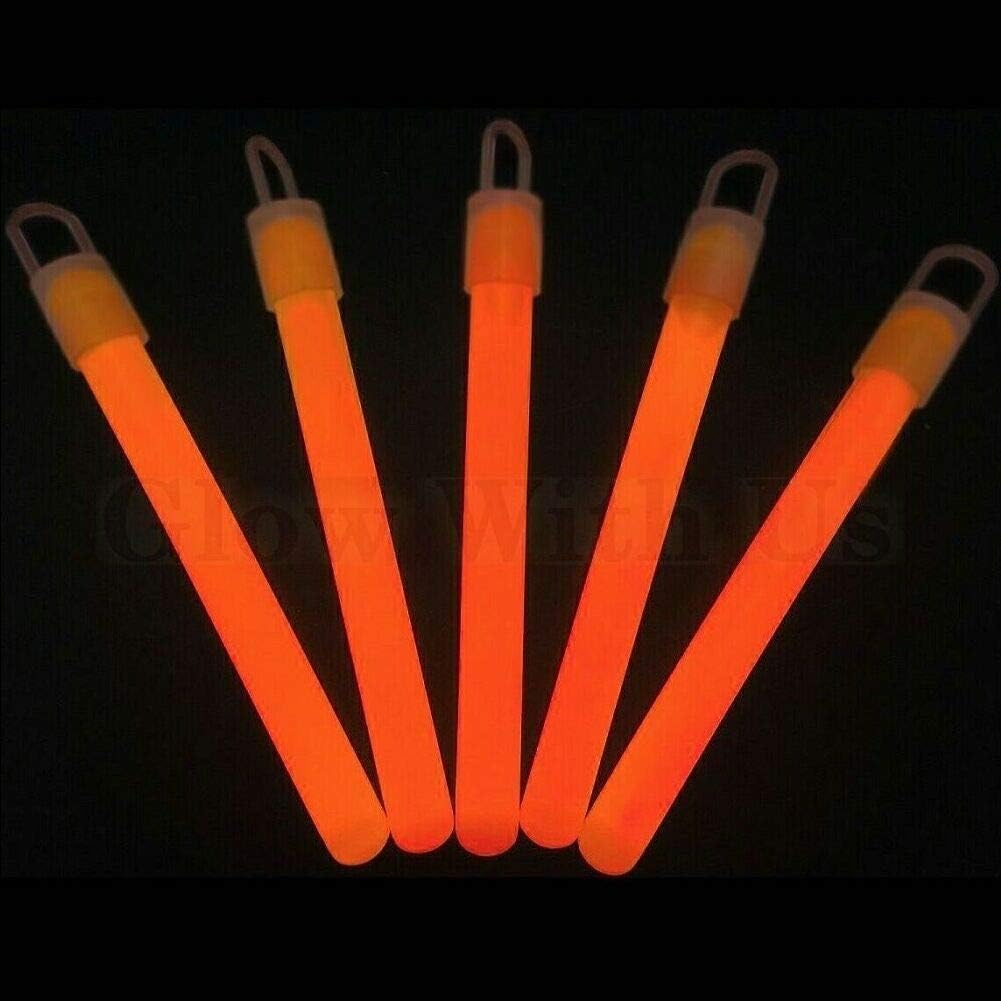 Glow With Us 50 pack of 4 inch orange glow sticks with necklace strings - view 2