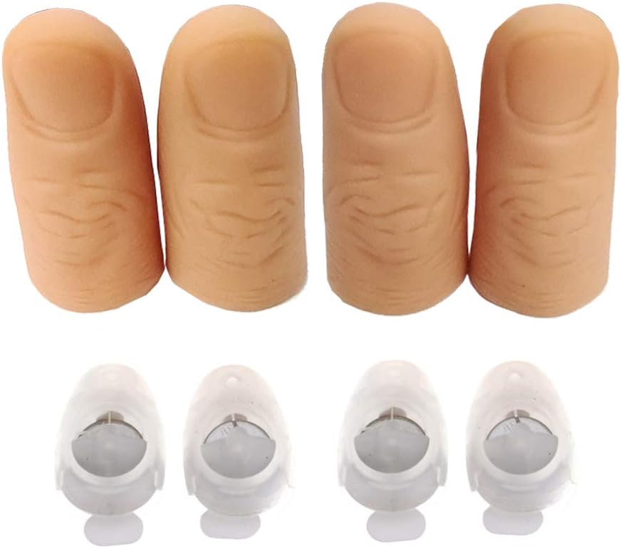 VANTIYAUS rubber light-up thumb tip magic trick lamps, 4 pieces with batteries