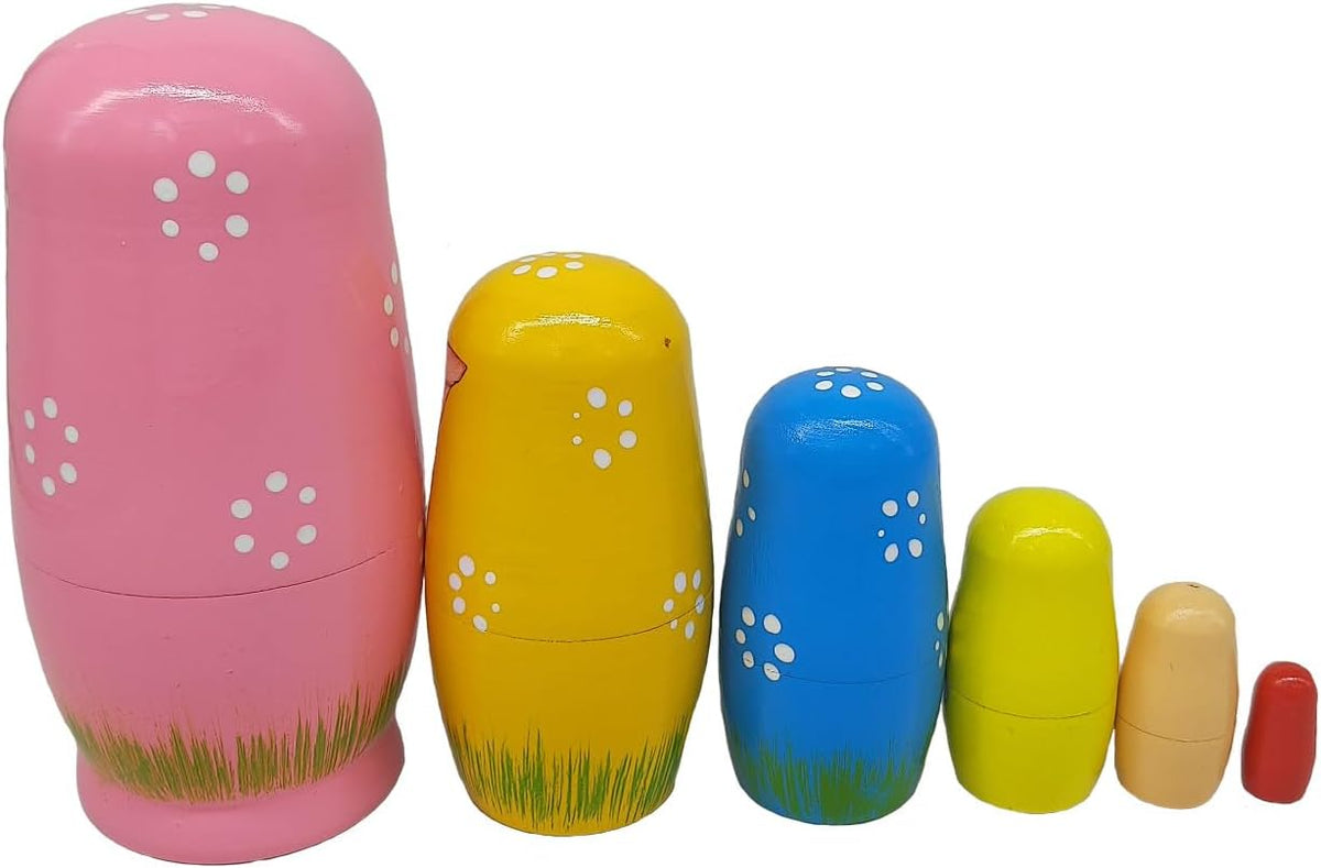 Konrisa set of six hand painted wooden unicorn nesting dolls - view 12