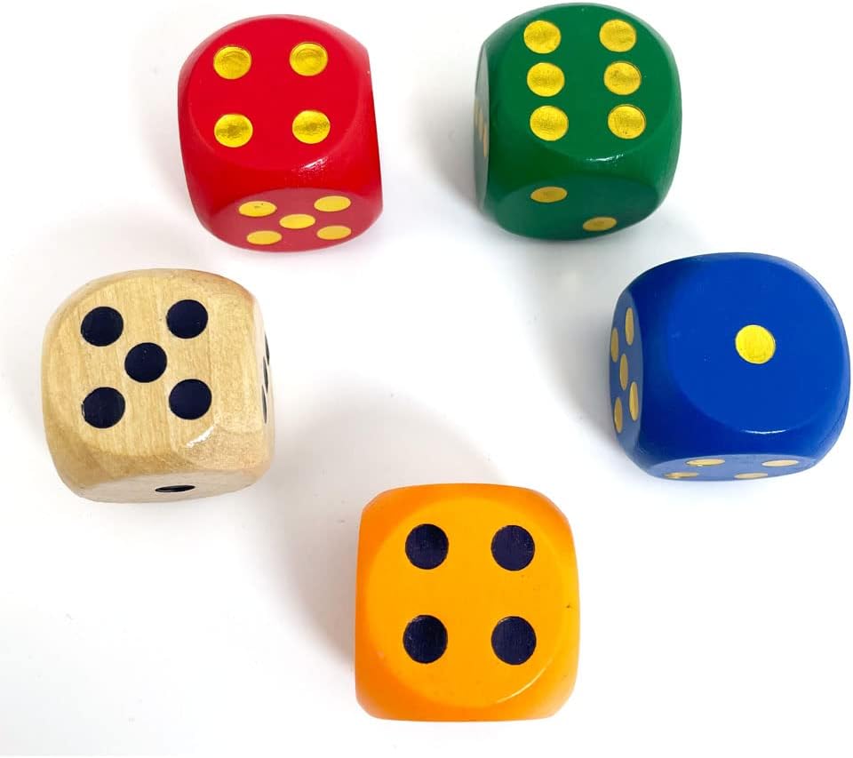 SmartDealsPro Set of 5 Random Color Large 1/5" Round Edge Wooden - 5 Colors 5 Pieces - image 2