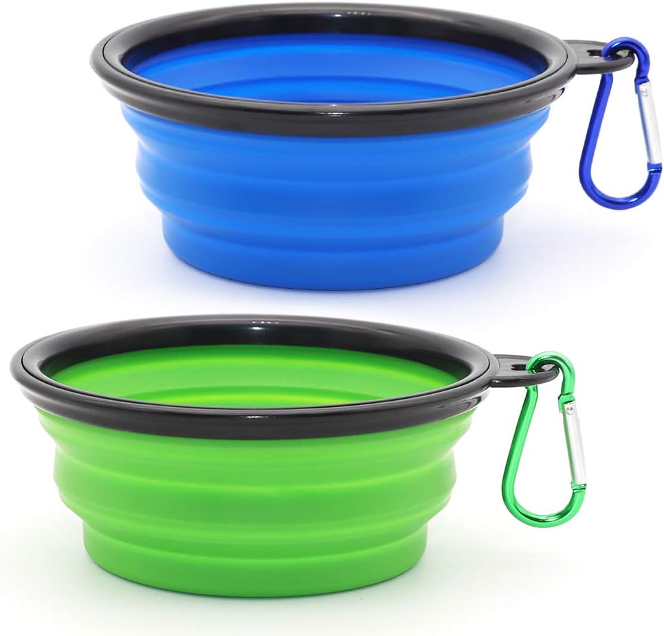 Dog Bowl Pet Collapsible Bowls - Small / Blue+Green