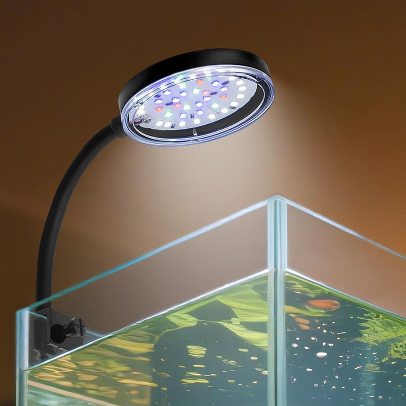 Clip On Aquarium Light 8W LED Fish Tank Light with Full Spectrum - Clip Light(Dimmer and Timmer)