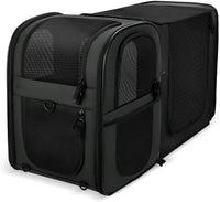 Apollo Walker Pet Carrier Backpack for Large/Small Cats and Dogs, Puppies, Safety Features and Cushion Back Support for Travel, Hiking, Outdoor Use (Black-Expandable)