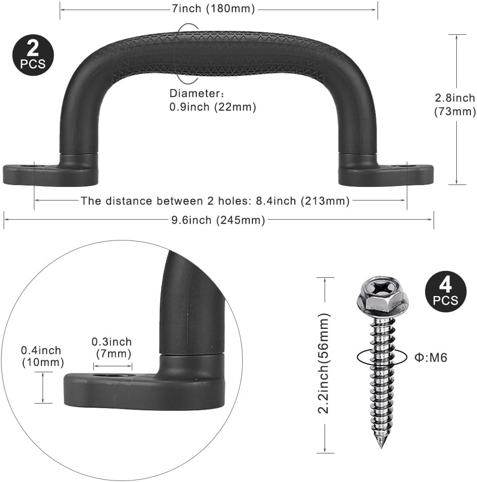 Dolibest Set of 4 Safety Playground Handles - Black-2pcs - image 3