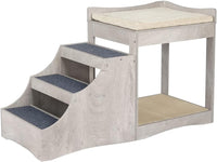 unipaws Pet Bunk Bed with Removable Step for Dog and Cat - Grey / Medium