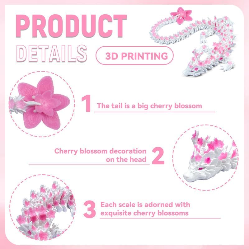 SGYYSG 12 inch 3D printed articulated cherry blossom crystal dragon toy - view 10