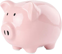 SOBEIT Piggy Bank for Kids Girls Boys, Glazed Ceramic Coin Bank - Style 1 Pink