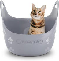 Litter Genie Cat Litter Box in Flexible Plastic with Handles - Grey
