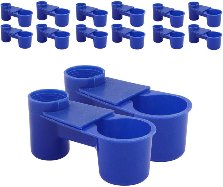 MUDUODUO 12 pack blue automatic bird drinker cups for cage
