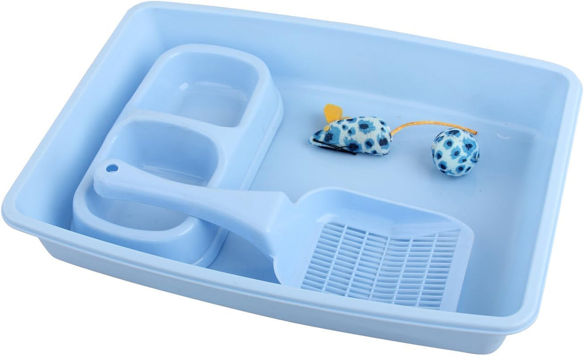 PAWISE Cat Litter Box Set, Small Kitten Starter Kit - Blue - image 2