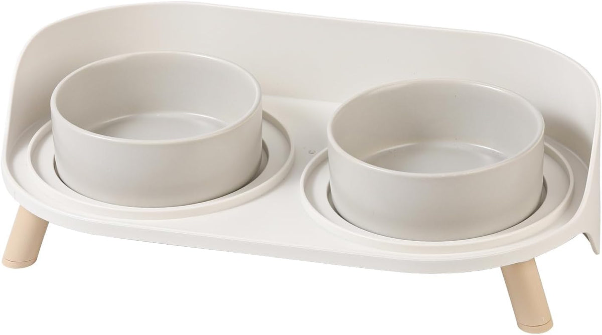 Elevated Ceramic Dog Bowl Set - Grey / Small
