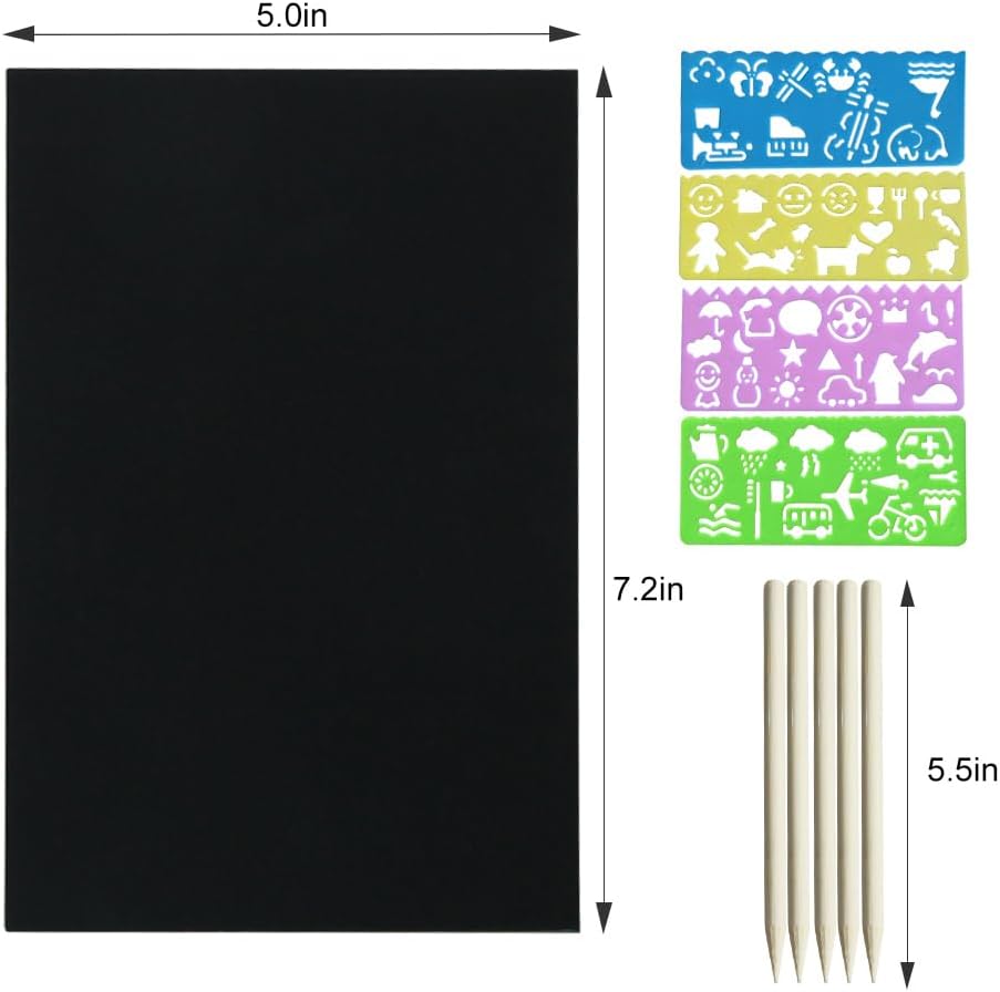 FUNNYB&G 100 Pcs Rainbow Scratch Paper Art for Kids Arts and Crafts - 5*7.2 inch / 200 - image 4