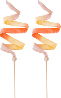 Sarah's Silks Mini Rainbow Streamer, Long Ribbon Wand for Kids - Boho Rainbow Set of 2