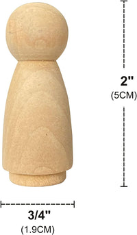 Cregugua 50 pack unfinished birch wood peg dolls, 3/4 x 2 inch wooden people blanks - view 3