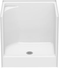 Laurel Mountain Odie 36" x 27" x 36" AcrylX Alcove Center Drain One-Piece Pet Shower in White with Hand-Held Sprayer in Matte Black