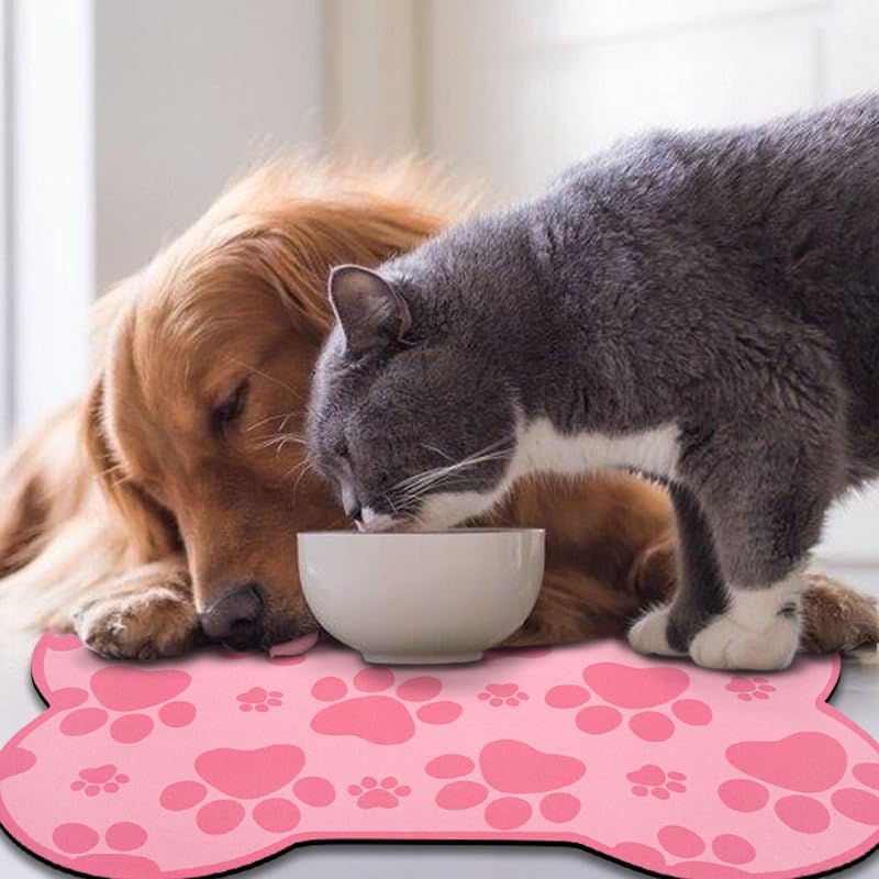 Dog Food Mats for Floors Waterproof - Dark Pink / 19"L x 12"W - image 4