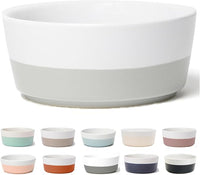 Waggo Dipper Ceramic Dog Bowl for Small and Large Breeds - Heavyweight and Durable Pet Food and Water Dish Crock, Dishwasher Safe, Modern (Light Grey, Medium)