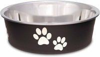 Loving Pets Bella Dog Bowls, Stainless Steel Dog & Cat Bowls - Espresso / Small (10-20lbs)