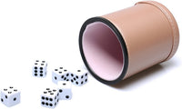 Felt Lined PU Leather Dice Cup Set with 6 Dot Dices – Fun for Kids & Family - Rosegold