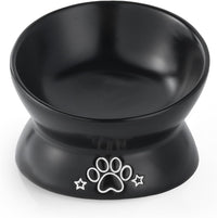 Elevated Cat Food Bowl, 5 Oz Ceramic Raised and Tilted Water Bowl, Anti Vomiting and Protect Pets' - Black Pattern / 5 OZ - 1 Pack
