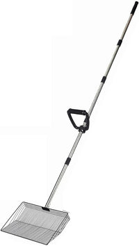 15 Inch Large Chicken coop Scoop with Ergonomic Grip Adjustable Long Handle (24-64") Chicken Poop Scooper Sifting Shovel rake Stainless Steel Metal coop Scoop (L/15 INCH)