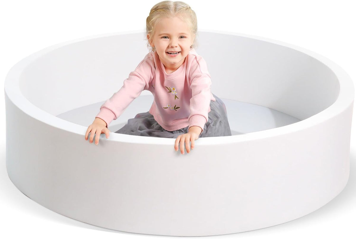 TRENDBOX Foam Ball Pit, 36" x 12" Indoor Soft Ball Pool for Kid，Light Grey – Fun for Kids & Family - White / 130CM