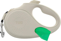 TUG Oval 360° Tangle-Free Retractable Dog Leash with Integrated Waste - Cream / Large