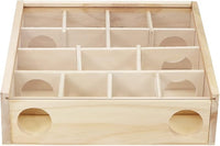 Wontee Wooden Hamster Tunnel Maze with Cover, Hideout & Tunnel Exploring Toys for Dwarf Hamsters Mice Small Gerbil