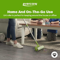 Evercare Pet Mega Lint Roller Value Pack with Two 50-Sheet Refills - Includes Refillable Lint Roller, Adhesive Sheets, Versatile Cleaning Uses, Home and On-The-Go Use, Extendable Handle