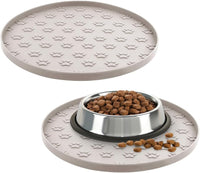 Pet Feeding Mat, Waterproof Anti-Slip Placemats for Dog Cat Bowl Silicone Pet Food Mat, Raised Edge - 2 Beige / 10.9"L x 10.9"W - image 4