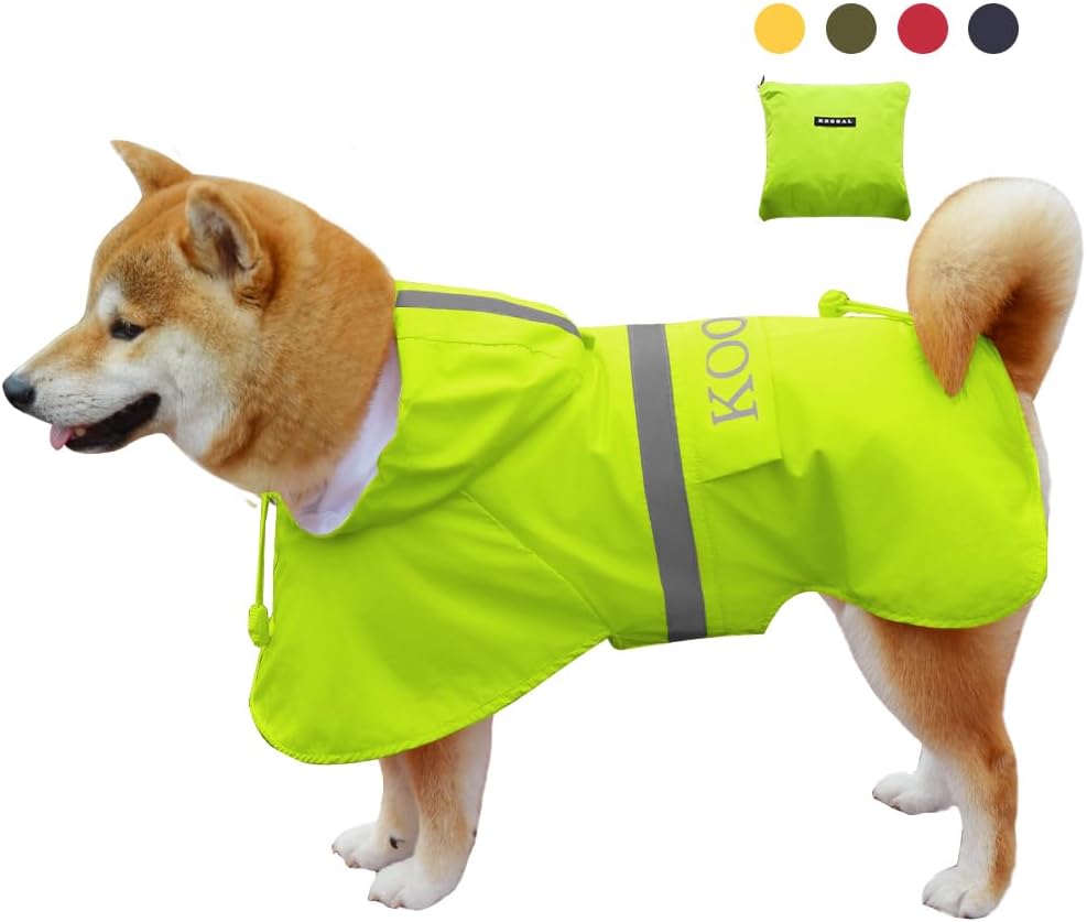 Dog Raincoat Waterproof Hooded, Medium Dogs - Fluorescent Yellow / 3XL-Fit for 33 to 44 pounds - image 4