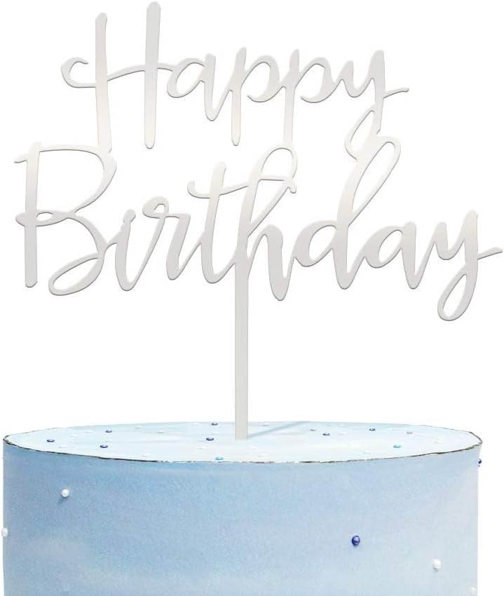 CC TOWN mirrored gold acrylic happy birthday cake topper, 6 by 7 inches - view 2