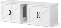 Feandrea Double Cat Litter Box Enclosure for 2 Cats, Front Entry – Essentials for Cats - Cloud White / XXL (59"L x 19"W x 19.5"H)