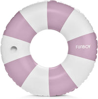 FUNBOY Giant 46" Vintage Pink Stripe Pool Tube Float with Cup Holder – Fun for Kids & Family - Purple