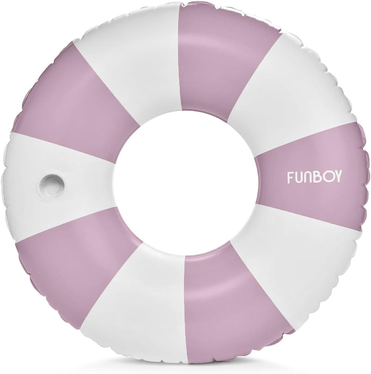 FUNBOY Giant 46" Vintage Pink Stripe Pool Tube Float with Cup Holder – Fun for Kids & Family - Purple