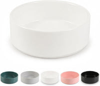 Ceramic Dog Bowl for Food and Water - Medium-Low / White
