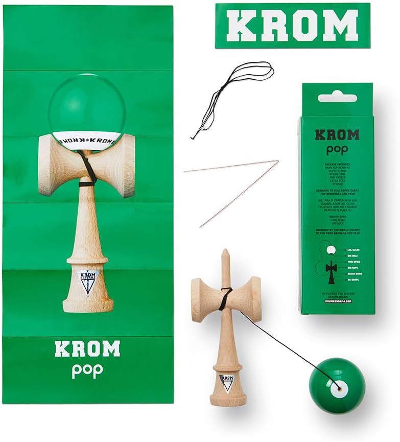 KROM, Kendama Toy POP LOL Lime Green, High Wood Quality - POP LOL Dark Green (Premium Pack) - image 2