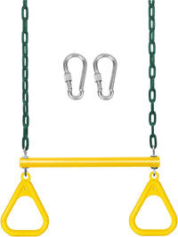 LadyRosian trapeze swing bar with plastic gym rings and two 47 inch hanging chains - view 2