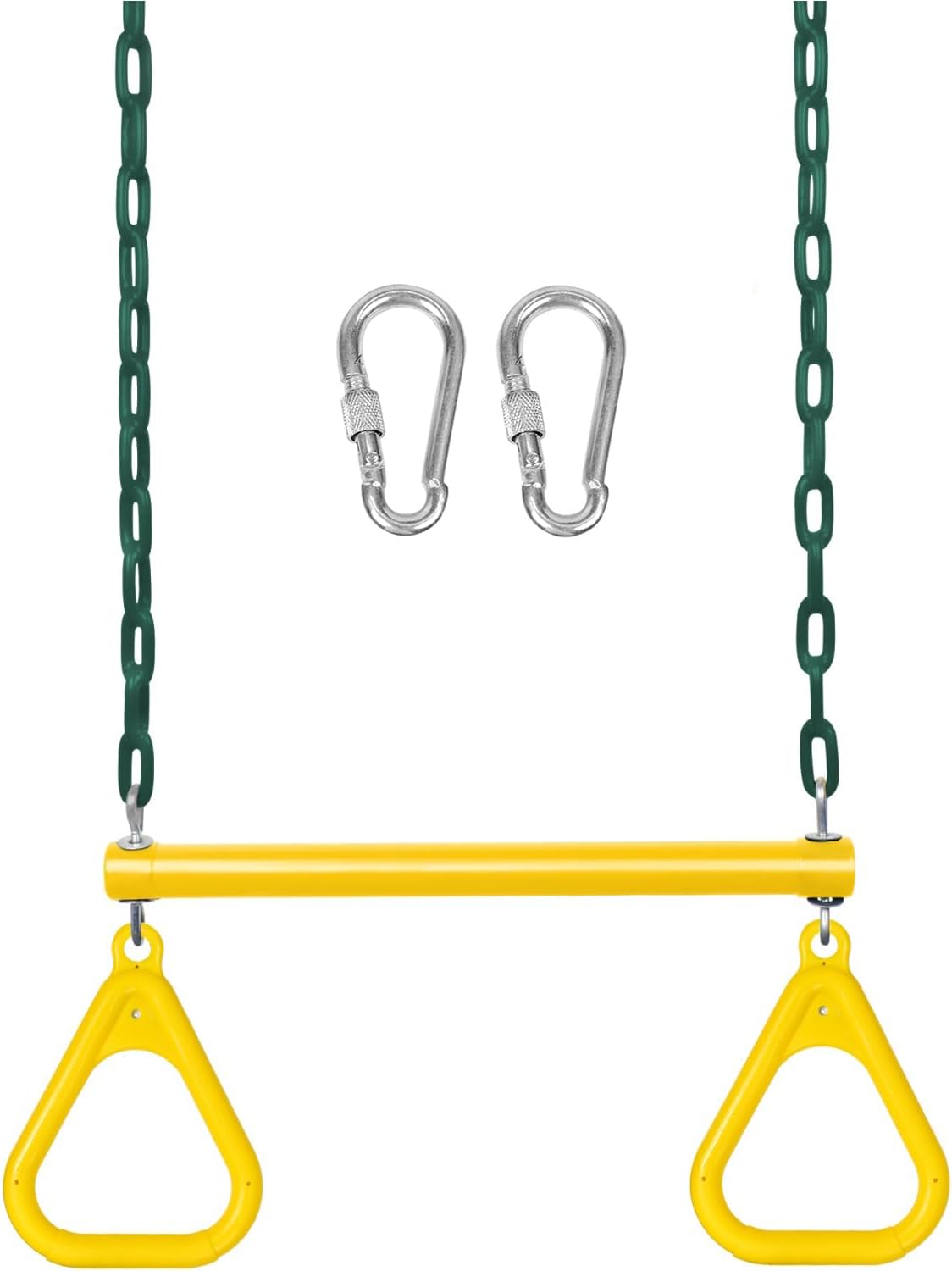 LadyRosian trapeze swing bar with plastic gym rings and two 47 inch hanging chains - view 2