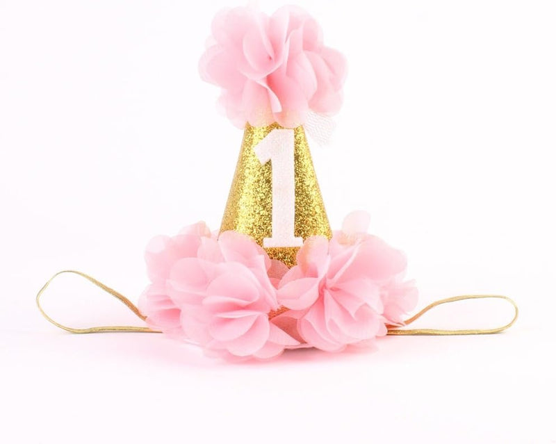 Stock Show 1st Pet Birthday Cone Hat Dogs Cats Holiday Party Hat - Pink