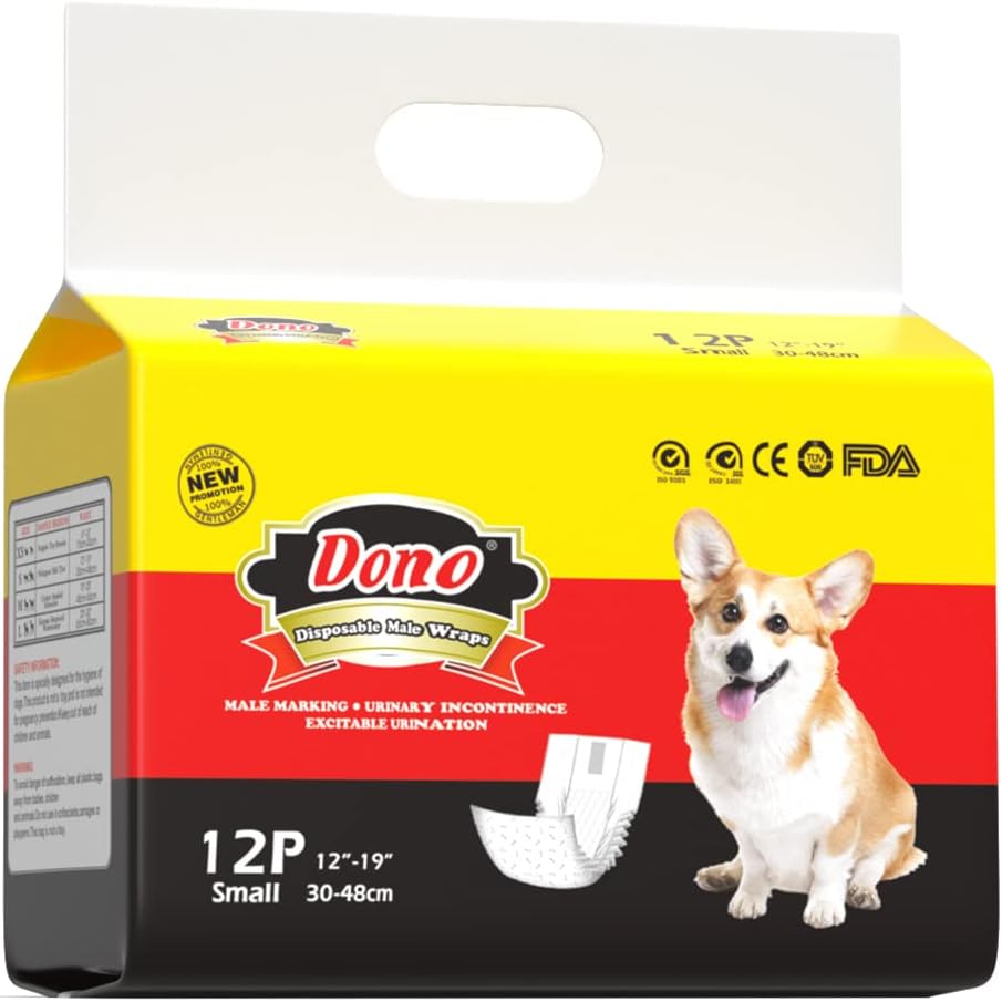 Dono Disposable Male Dog Diapers with Wetness Indicator - S 12count - image 2
